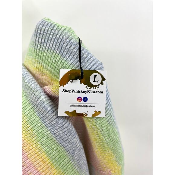 WHISKEY KISS Boutique Pastel Rainbow Knit Halter Bodycon Dress - Picture 7 of 9